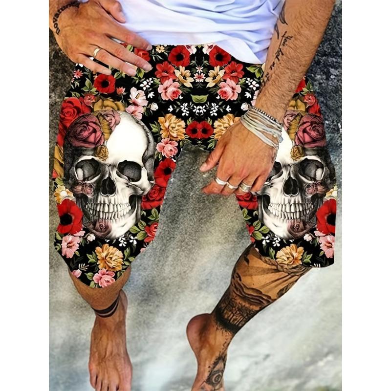 Summer Men Fashion Trend Shorts 3D Skull Graphic Shorts Summer Clothing Vacation Shorts Male Quick Drying Shorts Beach Shorts