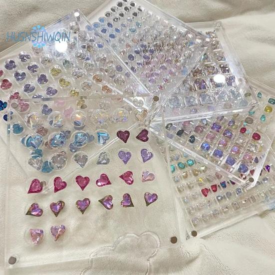 Acrylic Nail Rhinestone Box Grid Easy Access Clear Storage Tool Organizer Eco-friendly Rhinestone Box