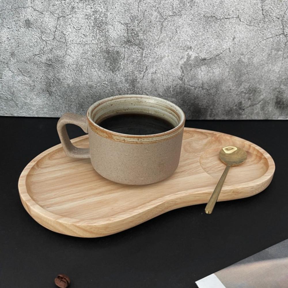 Acacia Wood Cashew‑Leaf Shaped Tray,Solid Wood Coffee Cup,Snack & Tea Plate,Home Tableware