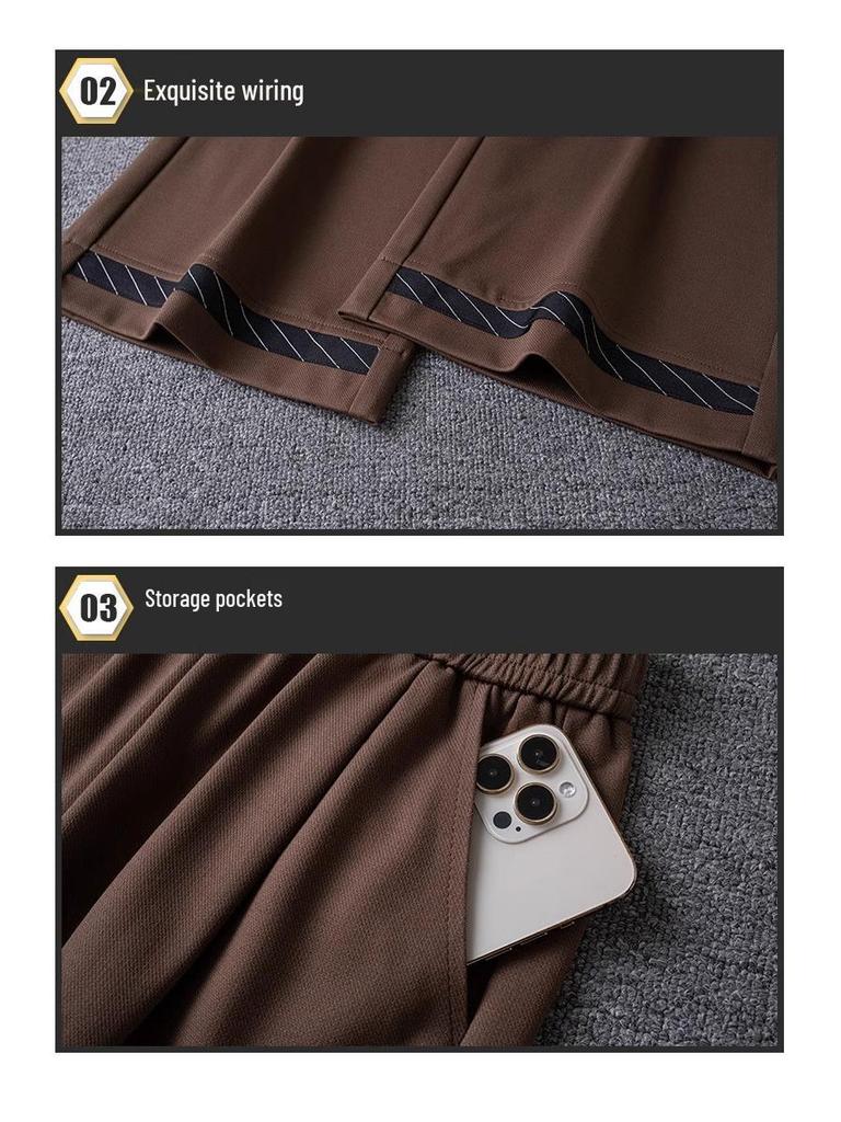 Spring 2025 Casual Plus Size Wide Leg High Waist Pants, Thin Drapey Summer Style, Khaki & Black