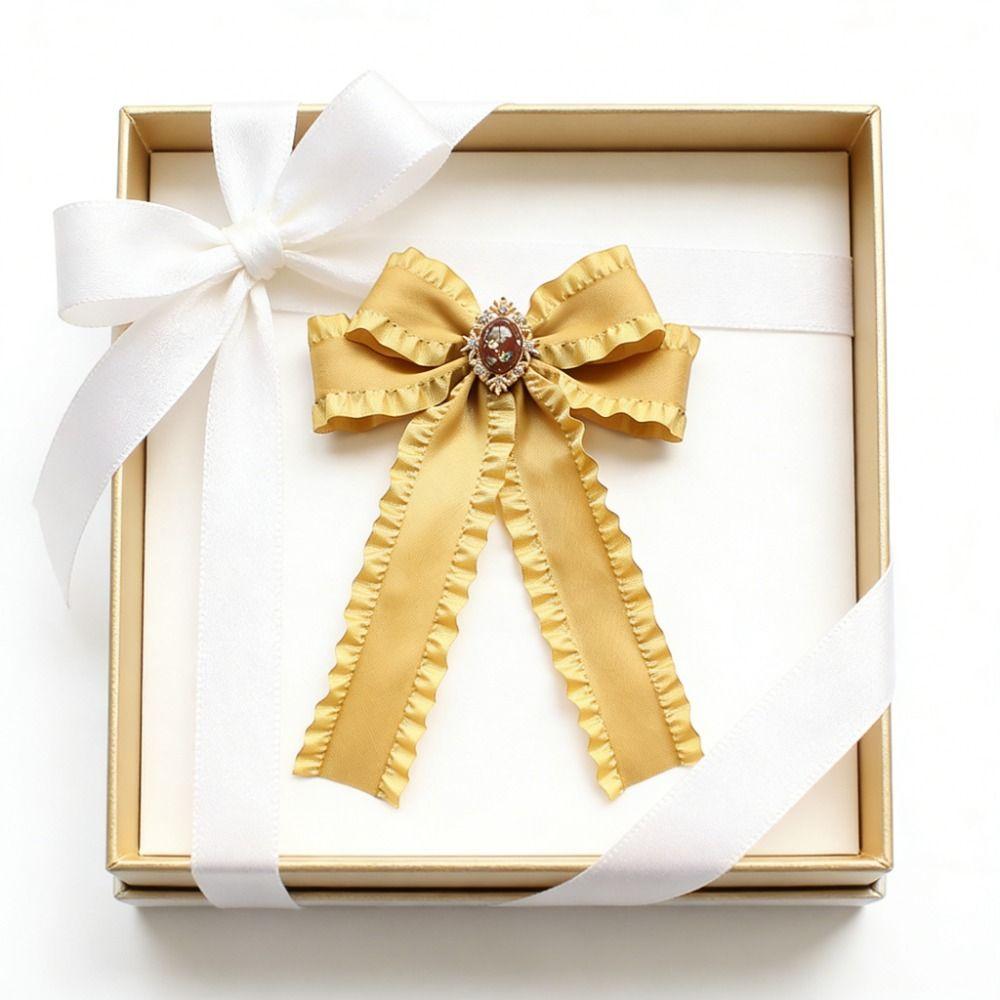 Fabric Bow Tie Detachable Bowknot Brooches Elegant Necktie Shirt Collar Pin  Unisex