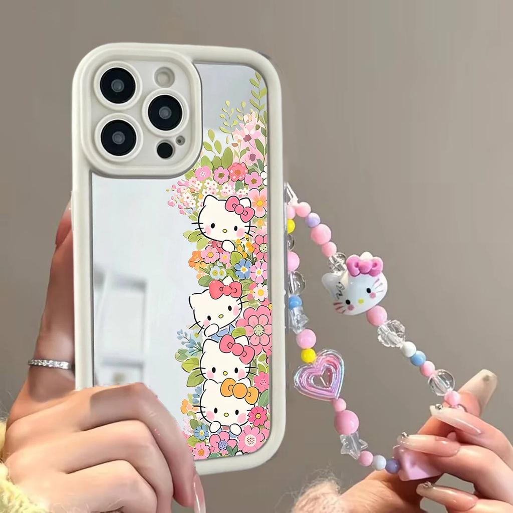 Mirror Makeup Flower Hello Kitty Bracelet Chain Casing For OnePlus 15 13 13T NORD CE 6 5 4 2 3 Lite ACE 3 2 12 11 10R 8T 5G Case