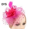 Feather Mesh Decorative Top Hat Headband Party Hair Accessories Women Flower Decor Dot Print Headpiece