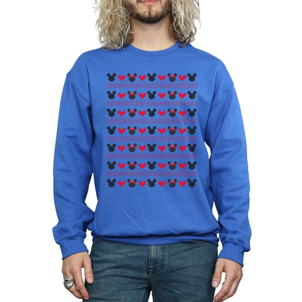 Disney Mens Mickey And Minnie Christmas Hearts Sweatshirt