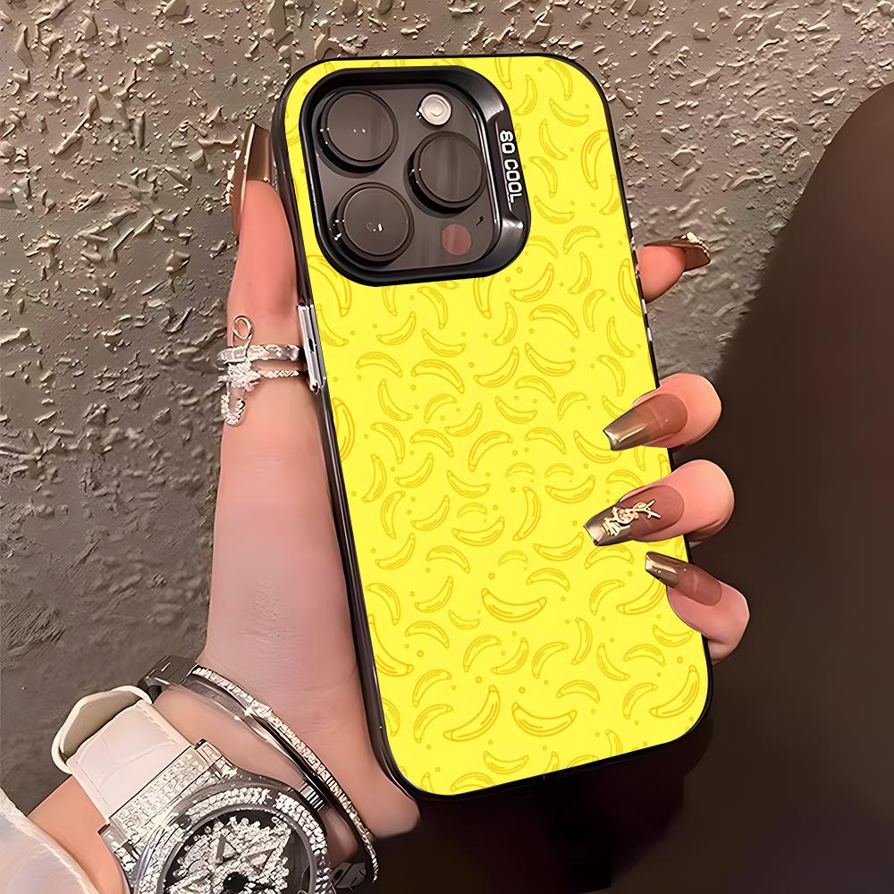

Banana Pattern Phone Case For IPhone17 Air 16 15 14 Plus 13 12 11 Pro XS Max Silver Black Bumper Case iPhone 12ProMax