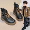 Boys Martin leather boots children's boots 2025 autumn and winter new velvet British boys short boots children