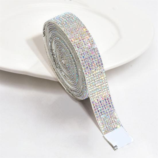 Self-adhesive Faux Crystal Tape Rhinestones Needlework Hot Fix Chain Sticker Ribbon DIY Crafts Gift Wrapping Package Party Decoration Supplies Ribbon