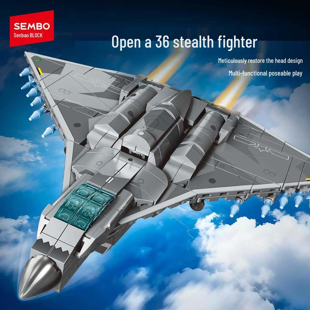 Sembo Blocks: 8-in-1 J-36 Stealth Fighter Model Educational Toy for Boys