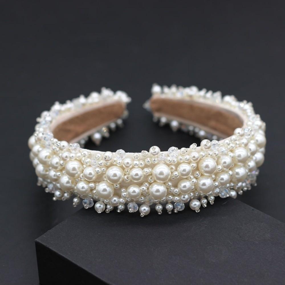 Large Pearl Headbands Baroque Women Hairbands Headwear Bridal Hair Hoop  Party
