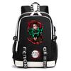 Demon Slayer Anime Print Student Backpack USB Charging Port Lightweight School Bag for Boys Girls