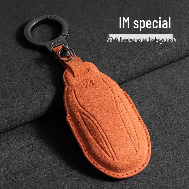 Zhiji L7 Key Cover: Suede LS7 Car Key Case with Buckle, Unisex Interior Accessory