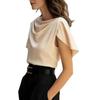 Damen Rollkragen Asymmetrischer Ärmel Schulterfreies Oberteil Mehrfarbig Lässige Bluse