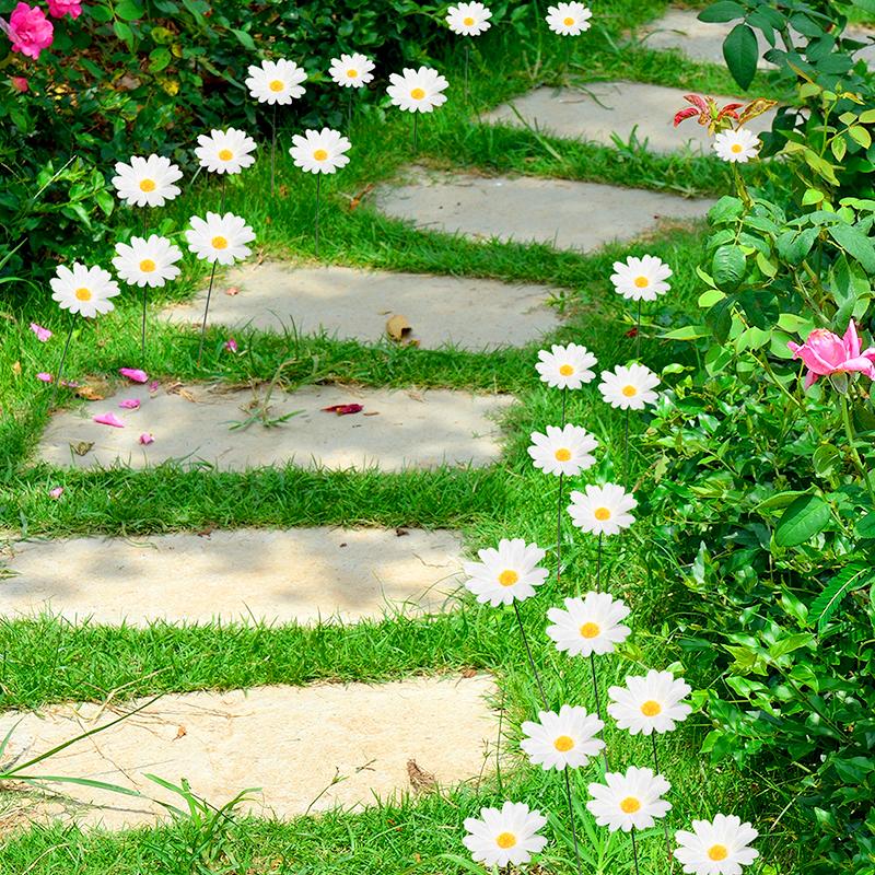 1Set Artificial Flower Micro Landscape Potted Plant Decoration Lawn Decoration Cloth Outdoor Landscape Daisy Card Insertion