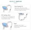 BAMOER 925 Sterling Silver Blue Synthetic Opal Devil's Eye Finger Ring Cubic Zirconia for Women Anniversary Gift Jewelry