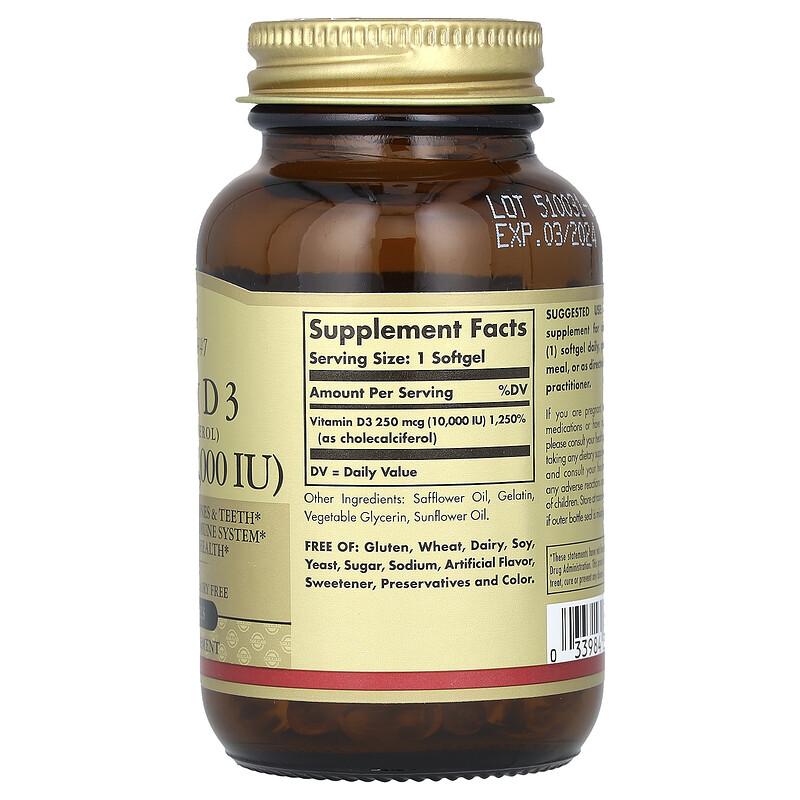 Vitamin D3 (Cholecalciferol), 250 mcg (10.000 IE), 120 Weichkapseln