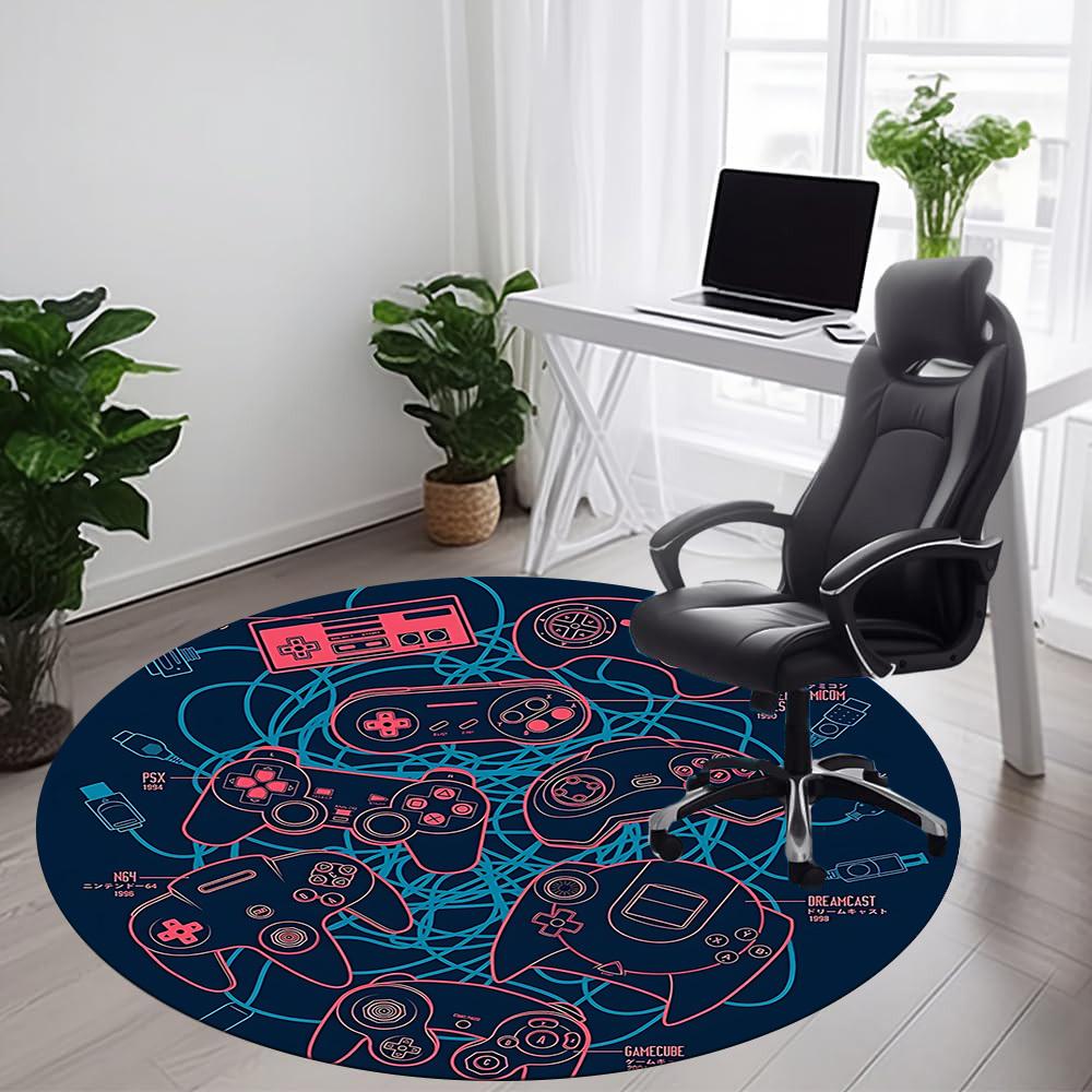 1pc Gaming Controllers Office Round Area Rug, Under Office Chairs Bedroom Living Room Home Decor, Room Deco