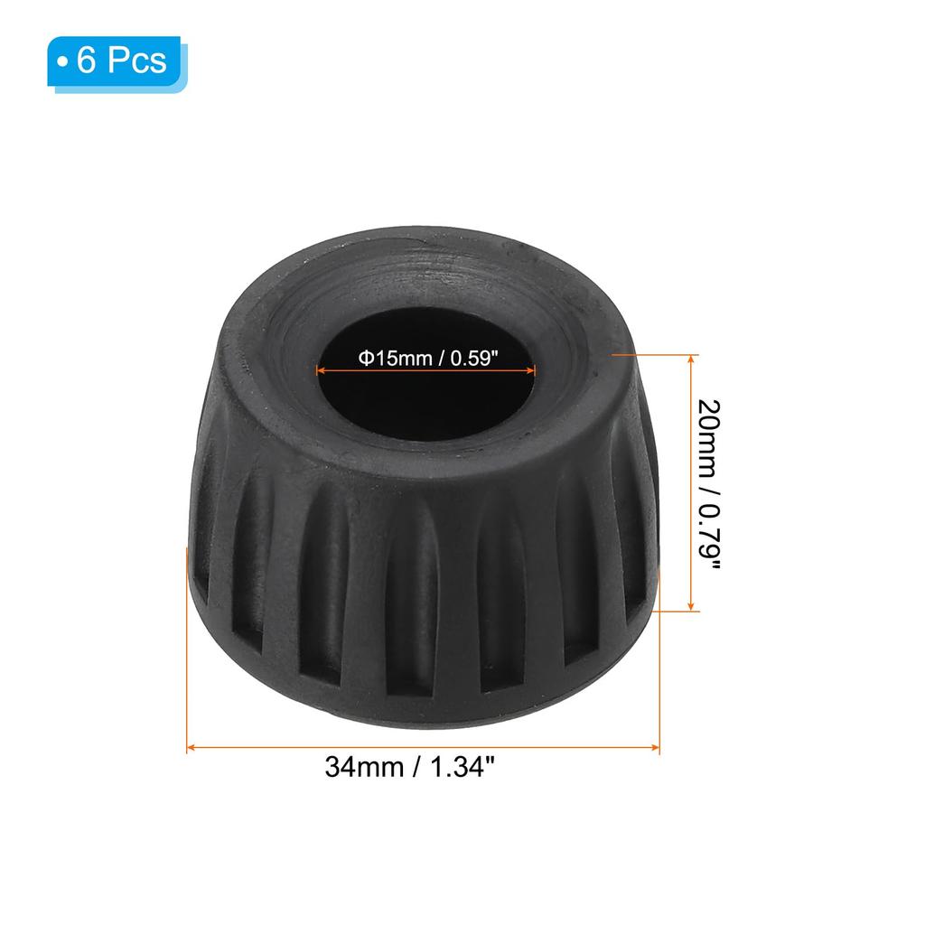 PATIKIL Universal 15mm ID Rubber Tripod Feet for Camera Tripod Monopod Set of 6 Tripod Replacement Parts Black Anti-Slip