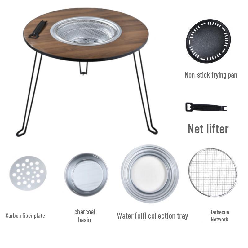 NuFeng Portable Outdoor Foldable BBQ Grill & Fire Pit Table Standard