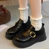 Thick-soled small leather shoes women's 2025 spring new retro lazy soft-soled muffin black jk shoes one-pedal loafers