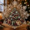 Festive Wall Hanging Ornament Christmas Faux Pearl Painting Suncatcher Kit, Acrylic Snowflake Shaped Board with Lace Adult Crafting Hobby Supplies
