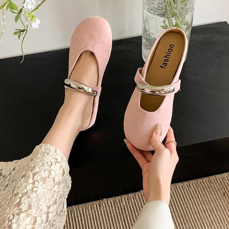Fashion 2025 New Women's Flats Slippers Suede Fad Shoes New Sandals Summer Casual Comfortable Half Slippers Woman Slides Sandals
