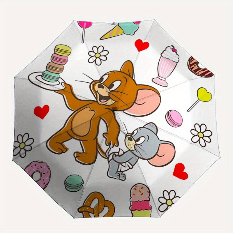 

1pc Jerry Mouse Automatic Open/close, Portable Folding Umbrella for Women & Men,Compact Parasol, Outdoor Accessory,, Durable Frame yy250809171