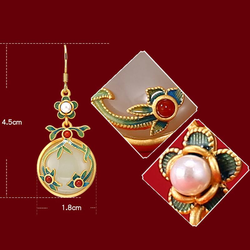 Elegant Classic Earrings Vintage Oriental Classical Painted Enamel Earrings Traditional Chinese Jewelry