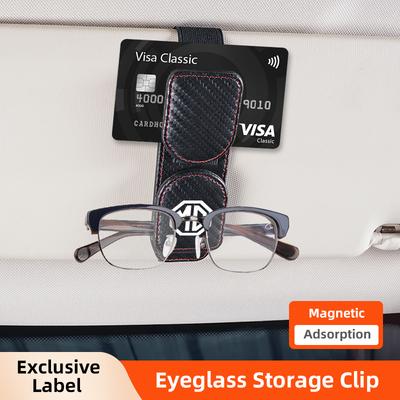 Soporte para Gafas de Sol con Doble Pinza Almacenamiento de Gafas de Cuero Magnético Para Morris Garages MG Rx5 MG5 MG6 HS MG7 GS ZX EZS EHS ZST ZS MG3