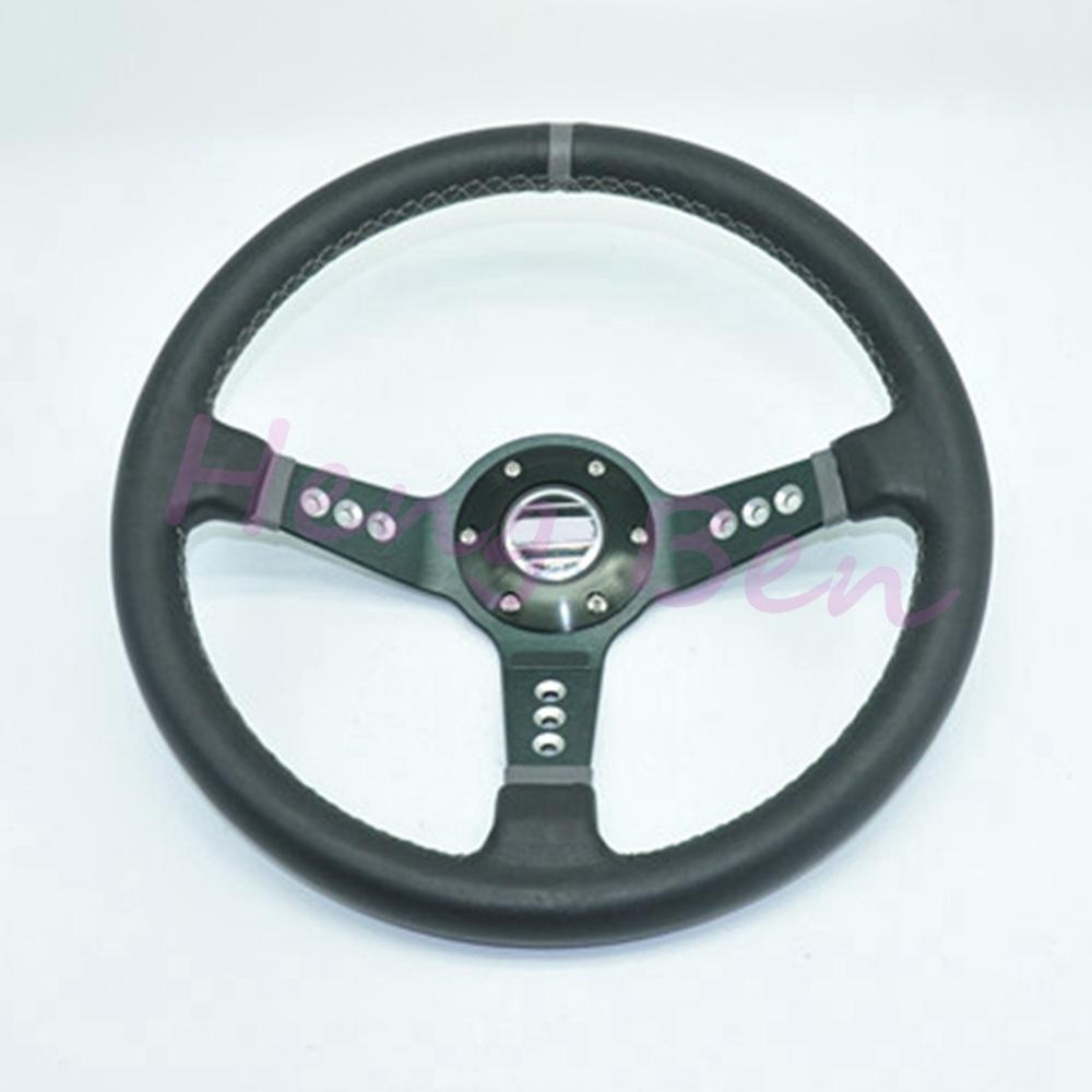 High Quality 14'' 350mm Black Real Leather ND Rally Tuning Drift Racing Steering Wheel SPCO 5158