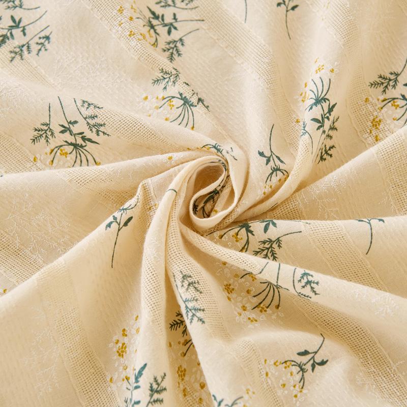 Polyester Linen Sofa Cover Ruffled Edge Creamy Style Floral Pattern Anti-Slip Cooling Couch Cushion Mats