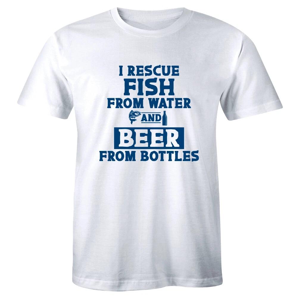 

I Rescue Fish From Water And Beer From Bottles Men s T-Shirt Fishing Shirt 3XL