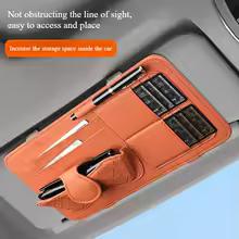 Auto Organizer Sonnenschirm Lagerung Auto Sonnenblende Clip Leder Verstauen Box Stift Karte Ticket Sonnenbrille Clip Tasche Auto Zubehör