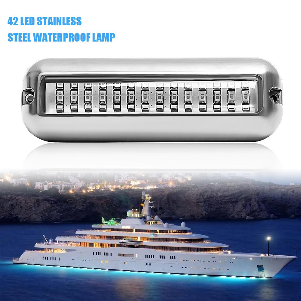 1-4Pcs 42LED Yacht Underwater Light Stainless Steel Marine Navigation Light IP68 Waterproof Marine Boat Lamp Yacht Accessories
