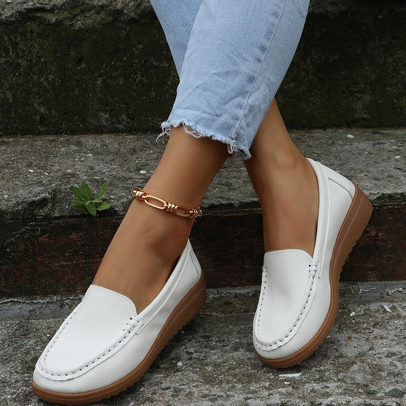 Soft Bottom Round Head Doudou Flat Bottom Solid Color Simple, Summer New Large Size, Casual Women's Single Shoes