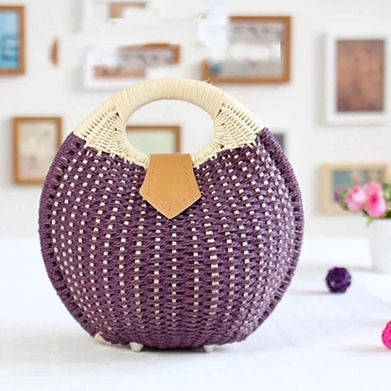 

Летние соломенные сумки женские пляжные сумки-тоут круглая форма женская плетеная сумка