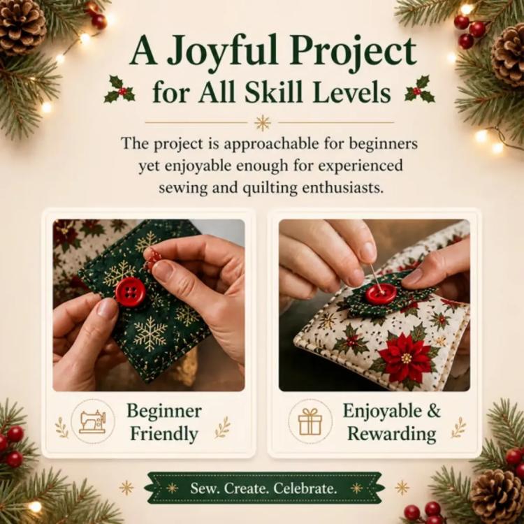 Layered Fabric Tree Ornament DIY Sewing Kit with Button