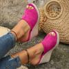 Platform slippers women's summer new high-heeled sandals wedge-heeled sandals muffin shoes large-size shoes
