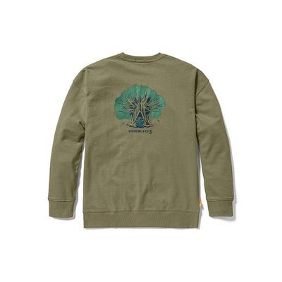 Timberland Back Tree Logo Print Loose Fleece Crewneck Sweatshirt Unisex Sweatshirt Cassel-Green A6BDT-590