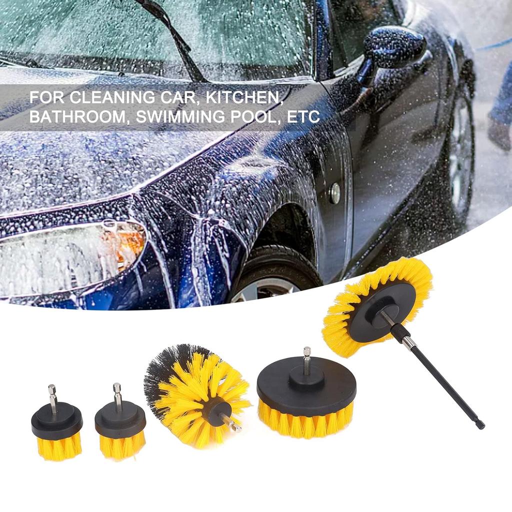 6 Stück Bohrbürsten Auto-Detailing-Set, Kraftschrubber-Bürstenset für effiziente Reinigung von Auto, Boot, Heimflächen, Teppichen, Polstern, Duschwänden, Sitzen