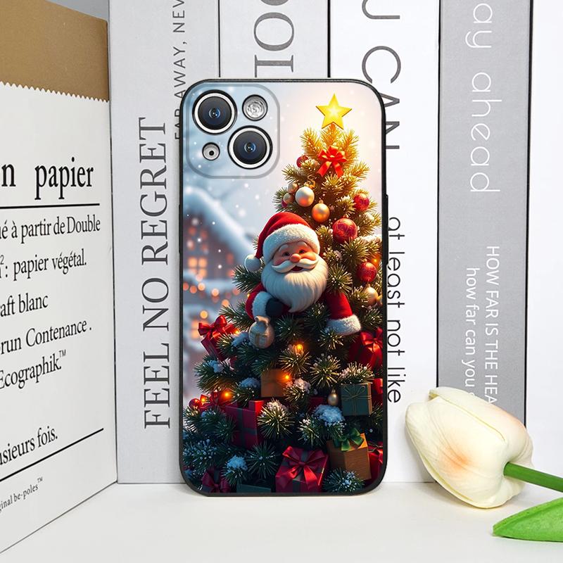 Cartoon Christmas-themed Santa Claus Phone Case for IPhone 16 12 11 14 13 15 Pro Max Mini X XS MAX XR SE2 7 8 14 Plus Soft Cover