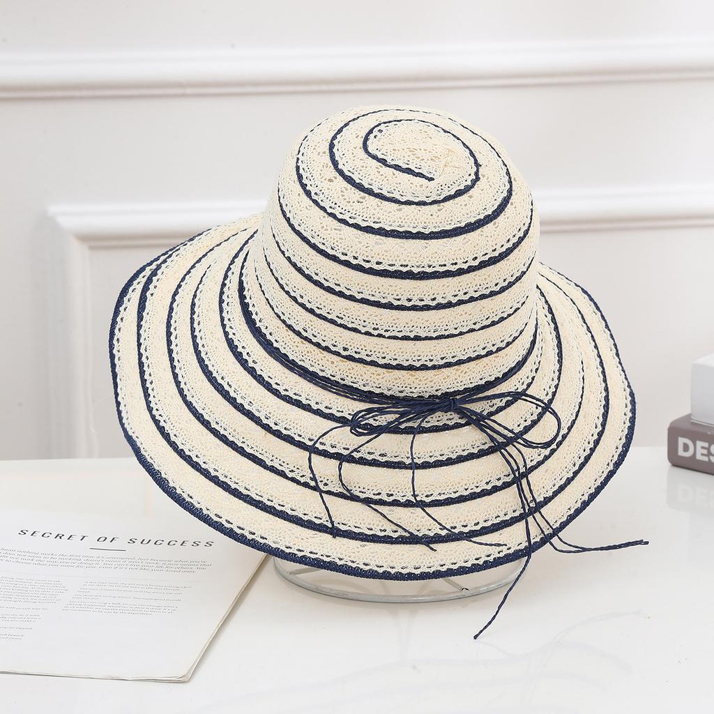 Summer Ribbon Hat Wide Side Sun Cap Women Wheat Panama Style Straw Hats Wide Brim Holiday Beach Hat Ladies Sun Cap