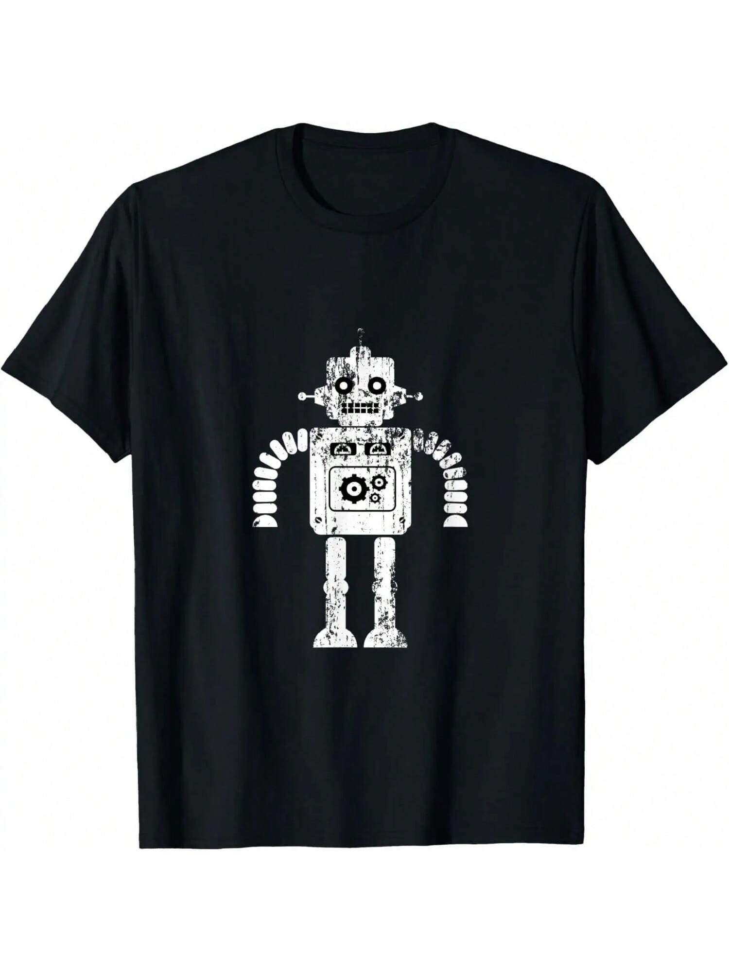 Distressed Retro Robot Dark T-Shirt Mens unisexs Kids T-Shirt S разноцветный