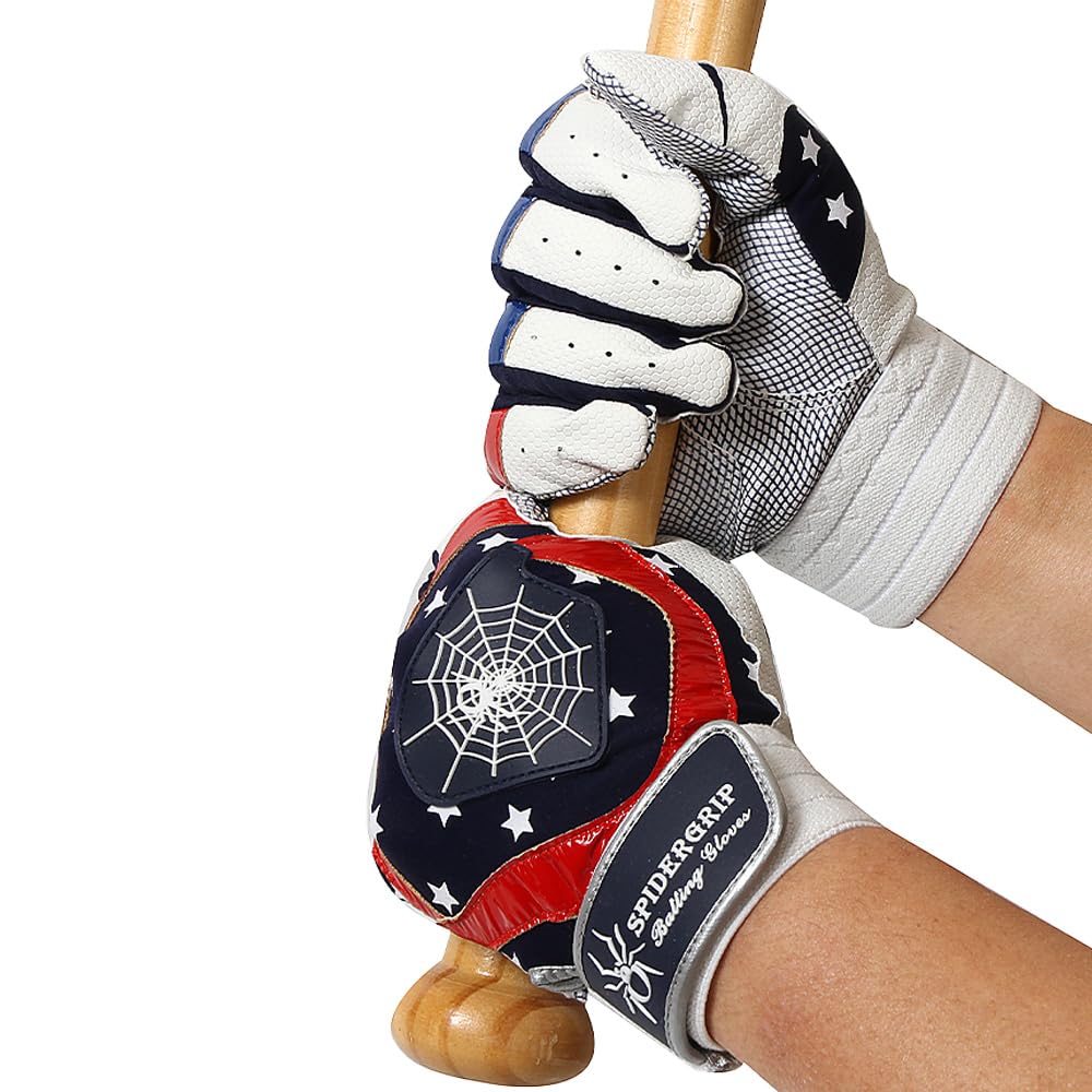 Spidergrip Nonslip Batting Gloves American (XL, Flag)