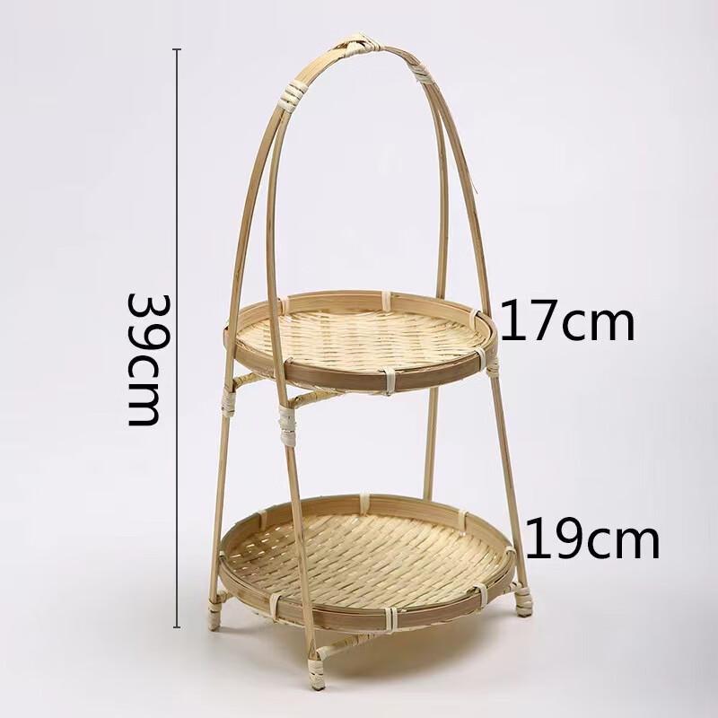 Creative Bamboo Woven Serving Basket Milky White (Double Layer)
