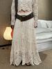 Spring French Bohemian Crochet A-line Long Skirt for Women