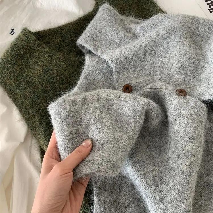 Woman Sweater Vest Sleeveless Retro Preppy Style Autumn Knitwears Waistcoat Outerwears Oversized Coats Winter Sweater Jumpers