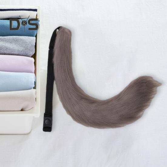 Cosplay Fake Fox Tail Soft Fuzzy Plush Solid Color Adjustable Waist Circumference Elastic Band Performance Club Dance Paty Costumes Prop Artificial
