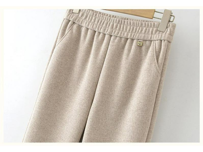 Grandma Style High-Waisted Velvet Elastic Waist Casual Pants for Middle-Aged and Elderly Women
