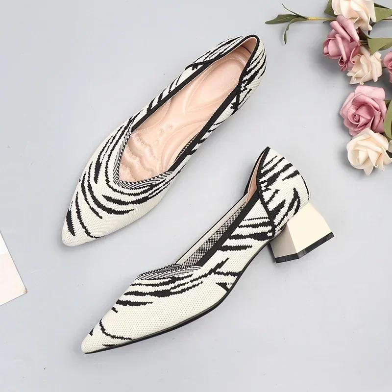 

Breathable Leopard Mesh Ballet Low Heels Pointed Toe Slip on Casual Loafers Female Boat Shoes Walking Shoes 2024 34