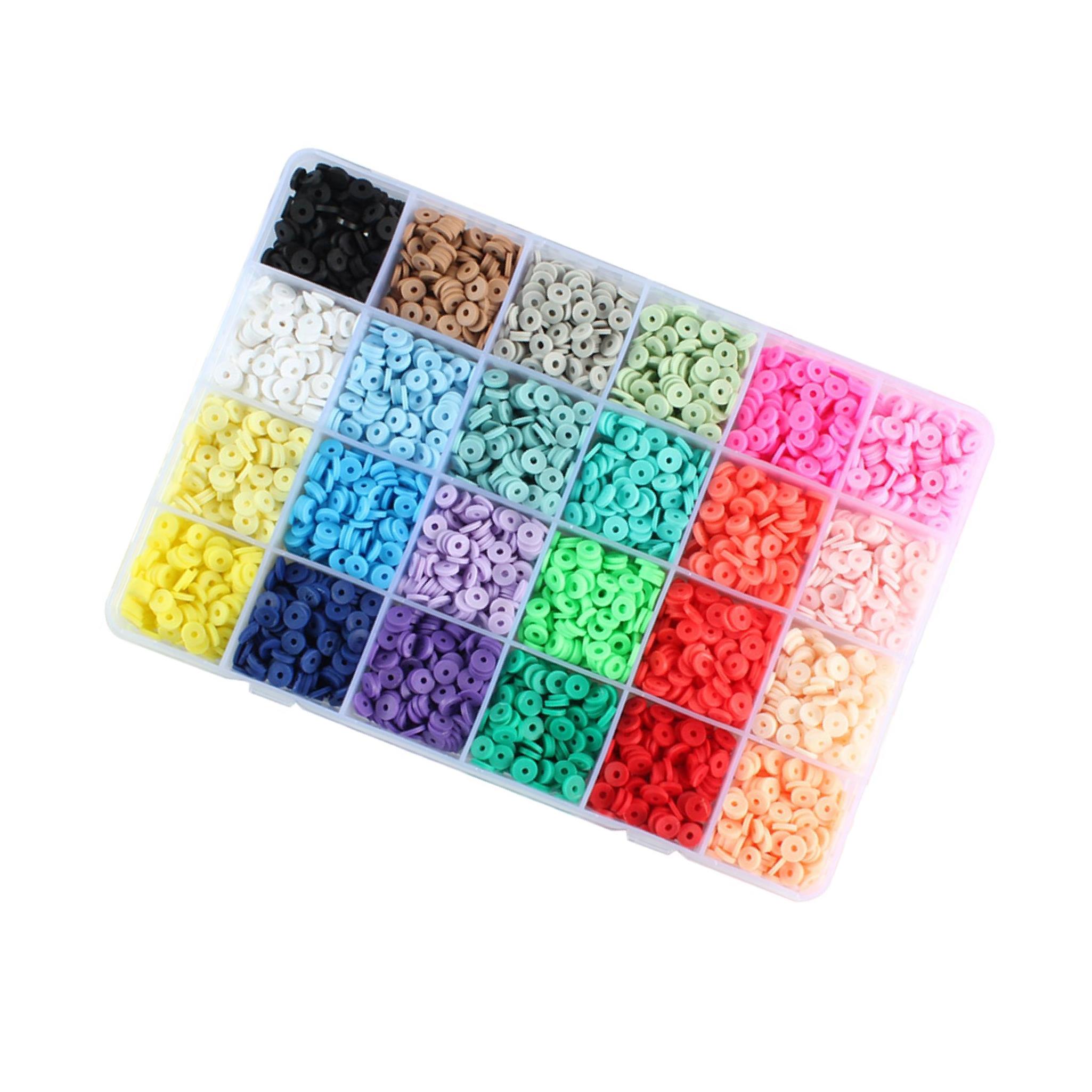 

Vibrant 4800Pcs 24 Colors Clay Beads Loose Spacer Disc Beads for DIY Jewelry Finding
